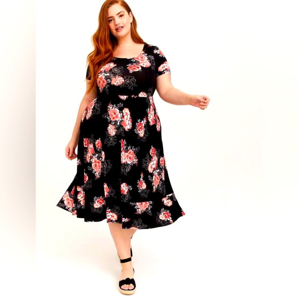 Torrid super soft floral midi dress